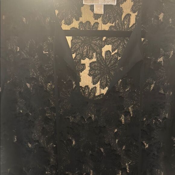 Michael Kohrs Black Sheer Lace Short Sleeve Dress (Slip NOT included) - Picture 4 of 6